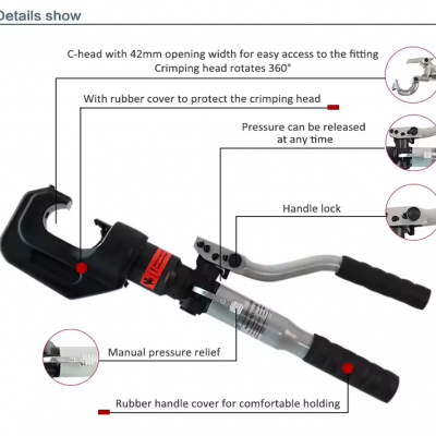 Xtester-HCT-12042 700bar 400mm2 Crimping 12T Manual Hydraulic C Clamp Tool