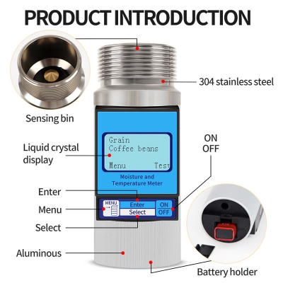 Testermeter-SKZ111B-2 40 kinds grain moisture meter rapid handheld coffee beans moisture meter cocoa bean moisture meter