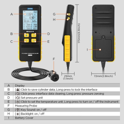 Testermeter-PT610 Intelligent Cylinder Pressure Gauge Cylinder Tester Auto Test Tool