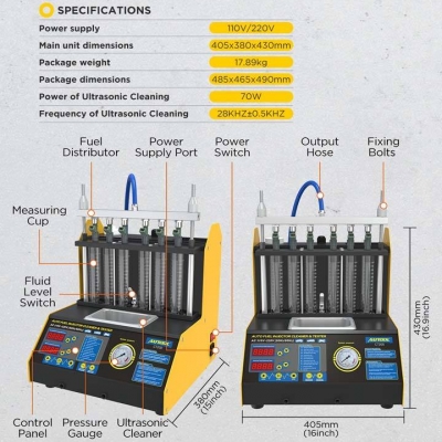 Testermeter-Ct200 Injector Cleaner Petrol Car Injector Tester Injector Cleaner Car Motorcycle 6 Cylinder Cleaner