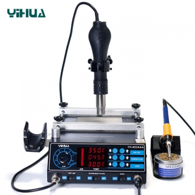 Testermeter- 853AAA 3 in 1 digital SMD soldering desoldering hot air gun preheat BGA rework soldering station