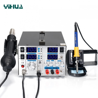 Testermeter- 853D+ 5A 3in1 hot air large power soldering iron rework station nice aluminum front panel rework soldering station