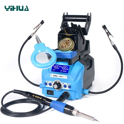 Testermeter- 939D+ III multi-function LCD digital 75W soldering solder iron station with clips and LED Magnifying Lens