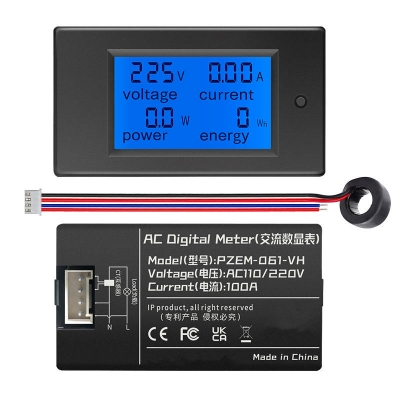 Testermeter- PZEM-061-VH AC 6in1 220V 100A Digital Ampermeter Electric Power Meter Single Phase Energy Meter Voltmeter Ammeter Wattmeter