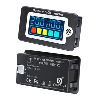 Testermeter- PZEM-009 12V 24V 36V 48V 60V 72V Waterproof LCD Display Lithium Battery Capacity SOC Tester Customized Voltage Meter 8-100V