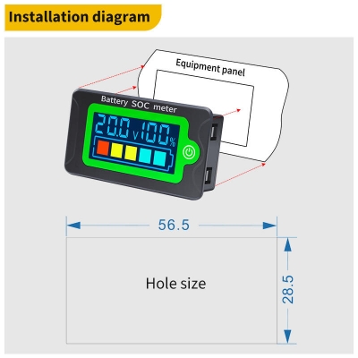 Testermeter- PZEM-009 12V 24V 36V 48V 60V 72V Waterproof LCD Display Lithium Battery Capacity SOC Tester Customized Voltage Meter 8-100V