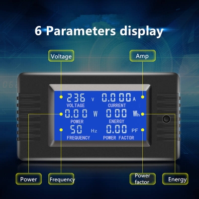 Testermeter- PZEM-018 5A Single Phase 6in1 Volt Amp Watt Energy Wattmeter Ammeter Digital Panel Ampere Meter