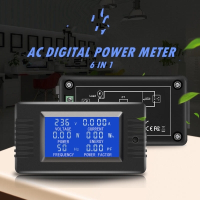 Testermeter- PZEM-018 5A Single Phase 6in1 Volt Amp Watt Energy Wattmeter Ammeter Digital Panel Ampere Meter