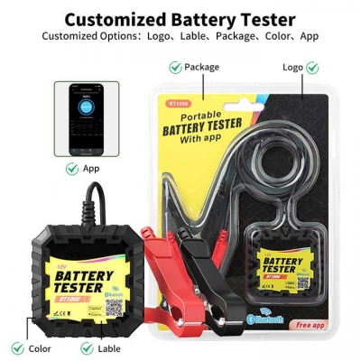 Testermeter- BT1000 Car Battery Tester 12V 100-2000CCA Battery Tester Analyzer Digital Charging System Alternator Test for Car