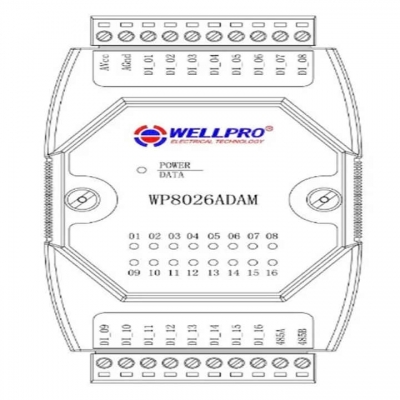 Testermeter- WP8026ADAM 16 Channel WELLPRO DI MODBUS RTU Communications Digital Input Module Optocoupler Isolated