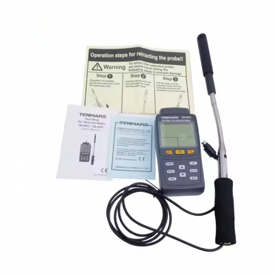 testermeter-TENMARS TM-4001 Digital Hot Wire Anemometer Air Velocity Temperature Meter Air Volume Tester with 1.5M Wire Probe