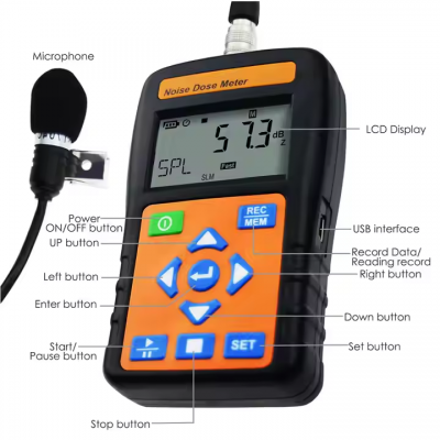 testermeter-Tenmars ST-130 Noise Dose Meter Sound Level Meter with Data Logger Measurement Range 30dB to 140dB (A)
