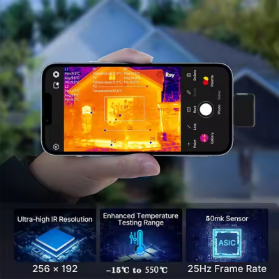 Testermeter-HT-203 Android Smartphone Use Thermographic Vision IR Red Imaging Heat Cell Phone Infrared Thermal Camera for Mobile