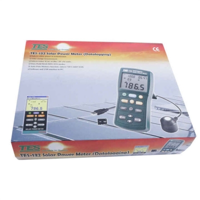 Testermeter-Handheld Solar Power Meter Tester TES-132 400-1Knm Range 2000W/m2 & 634Btu/(ft2h) Data Logger SD Card 2G USB TES132