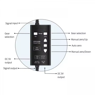Testermeter_CP2100A CP2100B Digital Oscilloscope AC DC Circuit Tester with Power Probe and 800KHz/2.5MHz Oscilloscope Probes Set