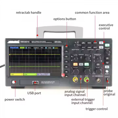 Testermeter-DSO2C10 DSO2D10 DSO2C15 DSO2D15 Digital Storage Oscilloscope 100MHz/150MHz Dual Channel USB Portable Multimeter Tester