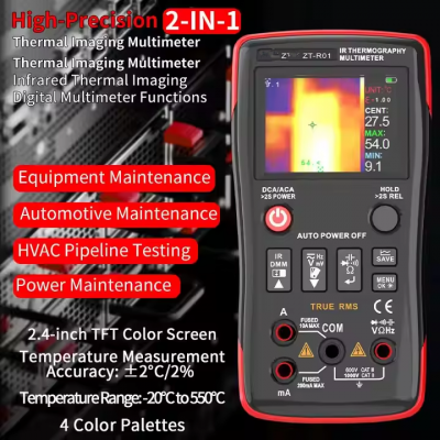 Testermeter-ZT-R01 Portable HD Infrared Thermal Imager and Digital Multimeter 2-in-1 Push-Button Oscilloscope for Electricians