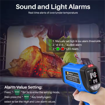 Testermeter-XE-817H Multifunction Infrared Thermometer K-Type Surface Temperature 2-1 Cooking Pizza Oven Grill Laser Testing Plastic