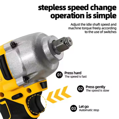 Testermeter-DCF892 Electric Cordless 1/2\" Brushless Impact Wrench Compact Three-Speed Pneumatic Cannon Industrial Power Wrenches