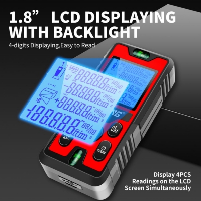 Testermeter- LD2-120 0.16ft ~ 394ft Digital Laser Infrared Distance Meter, Rechargeable Range Finder