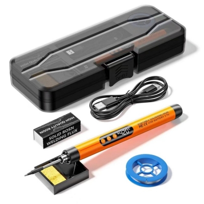Testermeter- ES1000 Power 10 Watt Digital Display Adjustable Temperature 300 °C/572 °F ~ 450 °C/842 °F Mini Cordless USB Electronic Soldering Iron Kit