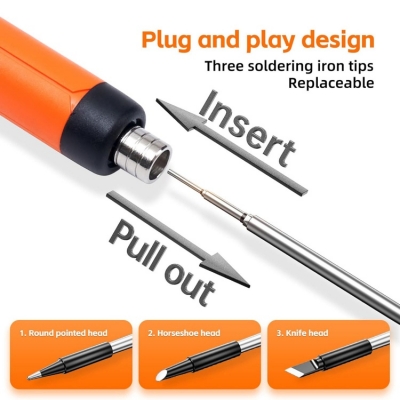 Testermeter- ES1000 Power 10 Watt Digital Display Adjustable Temperature 300 °C/572 °F ~ 450 °C/842 °F Mini Cordless USB Electronic Soldering Iron Kit