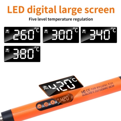 Testermeter- ES1000 Power 10 Watt Digital Display Adjustable Temperature 300 °C/572 °F ~ 450 °C/842 °F Mini Cordless USB Electronic Soldering Iron Kit