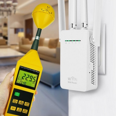 Testermeter-3-Axis Triaxial RF Field Meter 10MHz to 8GHz Field Strength Detector Tester W Tripod Mounting & Alarm Electromagnetic Radiation