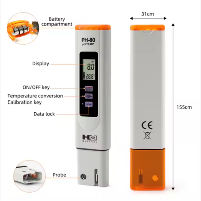 Testermeter-PH-80-Digital PH/ Temperature Meter With Automatic Calibration Function Water Quality PH Tester PH-80