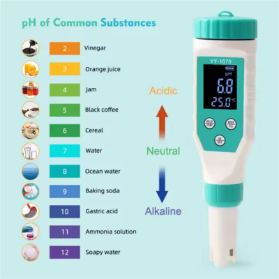 Testermeter-YY-1070-Digital Free Available Chlorine Meter 7-in-1 Water Quality Pen PH/Salinity/ORP/TDS/EC/CL/TEMP pH Meter for Pool Seawater