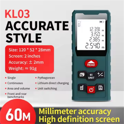 Testermeter-KL03-60m-New Portable 60M Direct Sale Factory Price Measuring Handheld Laser Meter Digital Laser Distance