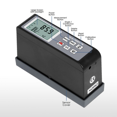 Testermeter-High Accuracy Surface Coating Gloss Meter 20 60 85 Auto Calibration Backlit Display 256 Data Storage Floor Plastic