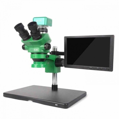 Testermeter- RL-M5T-B3 Trinocular Stereo Microscope + RL-033D Light Source + 0.5ctv Adapter + MC1 4k HD Camera for Cell Phone Printed Circuit Board Repairs