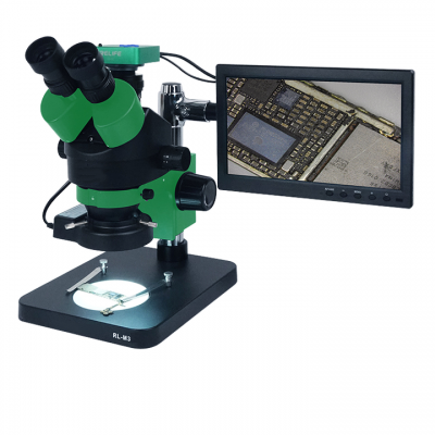 Testermeter- RL-M3T-B1 Trinocular HD Stereo Microscope + SS-033 Light Source + 0.5ctv Adapter + MC1 4k HD Camera