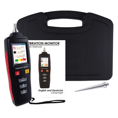 Testermeter-Vibration Meter Analyzer Acceleration / Velocity / Displacement Symmetrical Shape W/ Short or Long Probe
