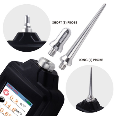 Testermeter-Vibration Meter Analyzer Acceleration / Velocity / Displacement Symmetrical Shape W/ Short or Long Probe