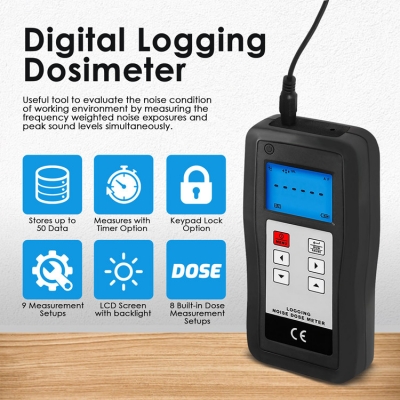 Testermeter-High Quality Decibel Tester Keypad Lock Protected Simple Operation 60 to 130dB 50 Data Storage Personal Logging Noise Dose Meter