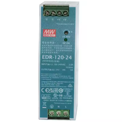 Testermeter-Wholesale Mean Well Din Rail EDR-120 Industrial Power Supply 110/220V AC Input 12/24V DC Output 120W Power Output