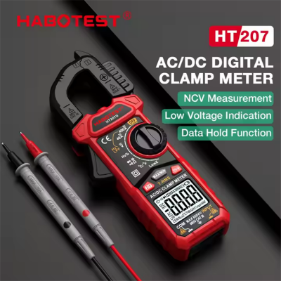Testermeter-Habotest HT207A 2000 Counts Digital Clamp Meter AC DC Voltage and Current Electrical Installation and Maintenance