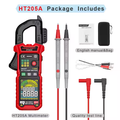 Testermeter-Habotest HT205A 6000 Counts High Performance Measure Inrush Current Non Contact Voltage True RMS AC DC Smart Digital Clamp Meter