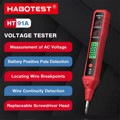 Testermeter-HABOTEST HT91A Non Contact Electrical Live Wire Breakdown Point Locator Checker Indicator AC Voltage Tester Pen with Screwdriver