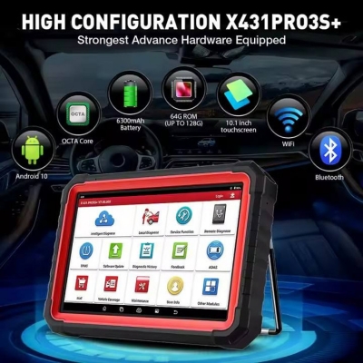 Testermeter-Original for Launch X431 Pro3S+ V5.0 Car Diagnostic Scanner Full System Diagnostic Tools with OBD1 Connector for ECU Coding