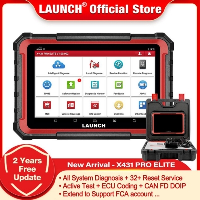 Testermeter-Launch X-431 Pro Elite Multi-Language Scan Tool Car Diagnostic Code Reader Analyzer Configuration Tool