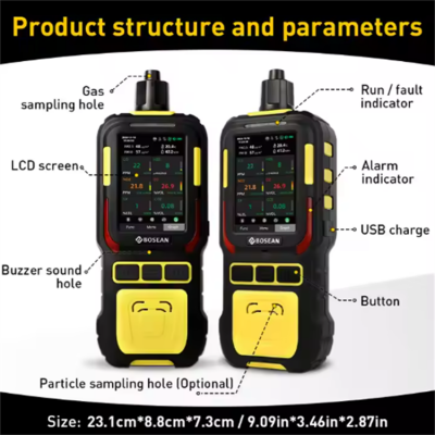 Testermeter-6in1 Fast Response Ozone Analyzer LCD Display Explosive O3 Ozone Gas Detector