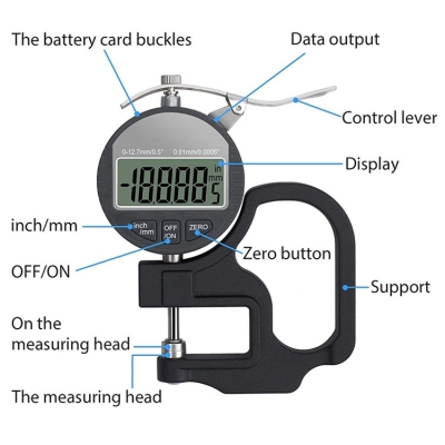 Testermeter-CTDG127-0.01mm0.001mm Micrometer Thickness Tester 12.7mm 25.4mm Digital Micrometer Thickness Meter Electronic Thickness Gauge