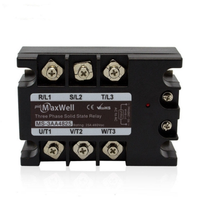 Testermeter-MS-3AA4825-Three Phase 25A Industrial Solid State SSR Relay 90-280VAC Input 24-480VAC Output High Power Contact for MotorHeater Control