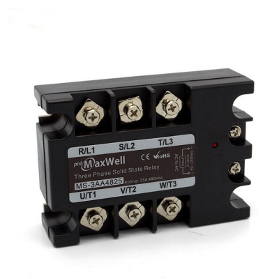 Testermeter-MS-3AA4825-Three Phase 25A Industrial Solid State SSR Relay 90-280VAC Input 24-480VAC Output High Power Contact for MotorHeater Control