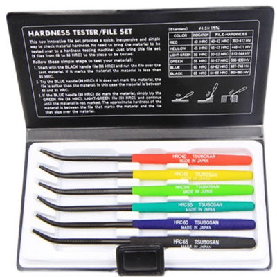 Testermeter-Japanese Tsubosan Hardness Testing File, Hardness Detection File, HRC 40 - 65 degrees, 6 - piece set