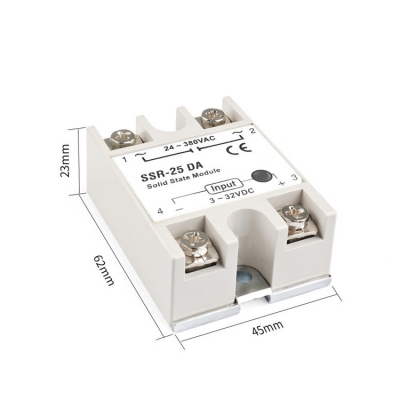 Testermeter-SSR25DAS Single Phase Solid State Relay 25A 5V Rated Voltage Max Switching Current Miniature Size with Sealed Protection